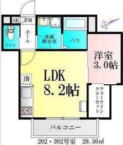 シャイニングパレス宮城野原(1LDK/1階)の間取り写真