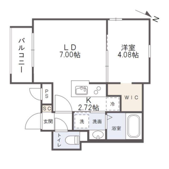 CHERIM片野II(1LDK/1階)の間取り写真