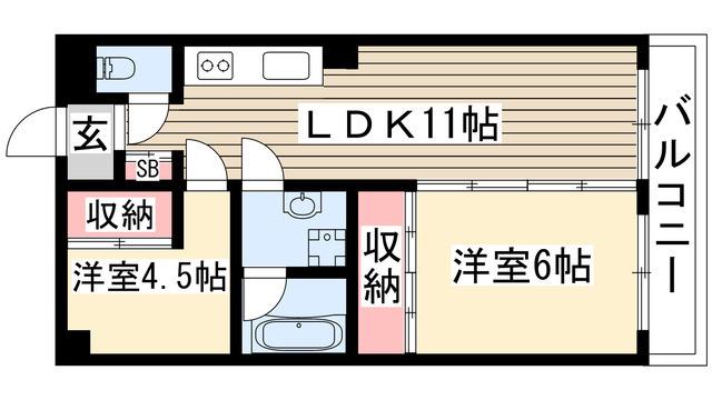 第2太田コーポ(2LDK/3階)の間取り写真