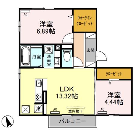 クリスタ(2LDK/3階)の間取り写真