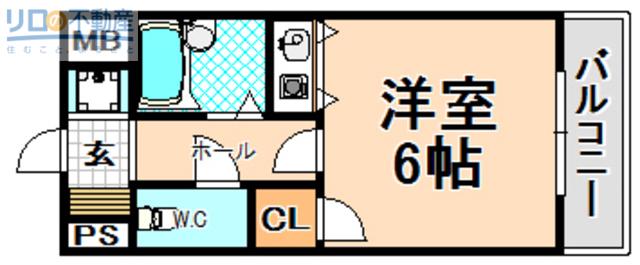 メリット伊丹(ワンルーム/1階)の間取り写真