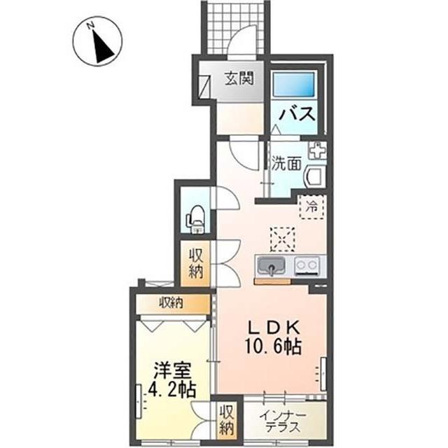 メゾン ベルフルール(1LDK/1階)の間取り写真
