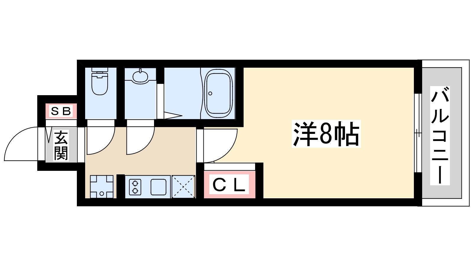 フェニックス新大阪(1K/8階)の間取り写真
