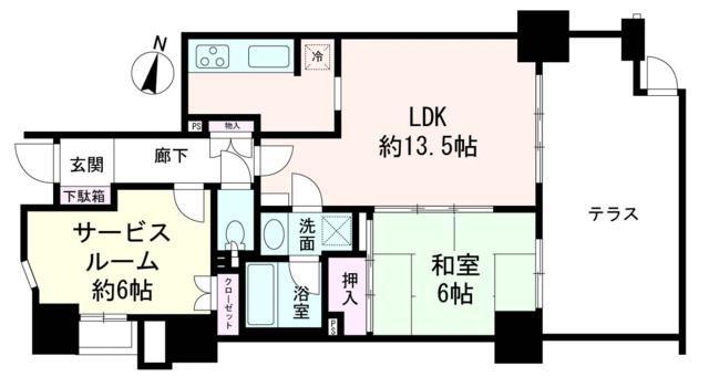横浜東白楽シティタワー(1SLDK/1階)の間取り写真