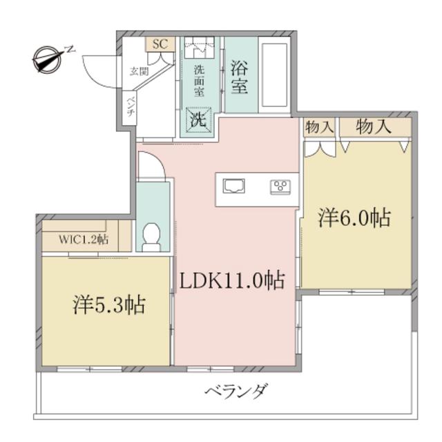 ヘーベルヴィレッジ目黒東が丘(2LDK/3階)の間取り写真
