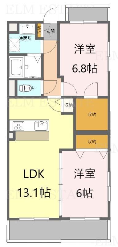フェリーチェ(2LDK/2階)の間取り写真