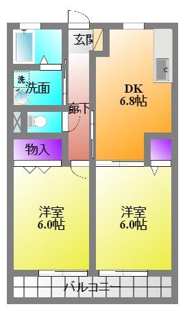 ESPERANCEI(2DK/2階)の間取り写真