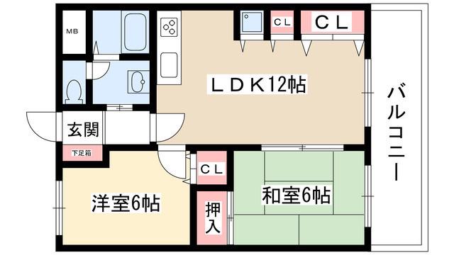マンション重徳(2LDK/3階)の間取り写真