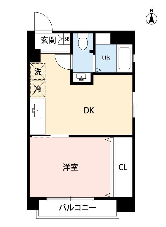 二葉ビル(1DK/8階)の間取り写真