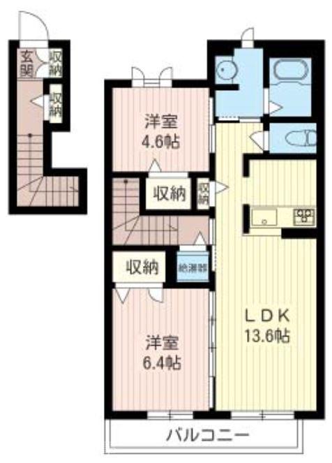 ソレイユメゾン国立(2LDK/2階)の間取り写真