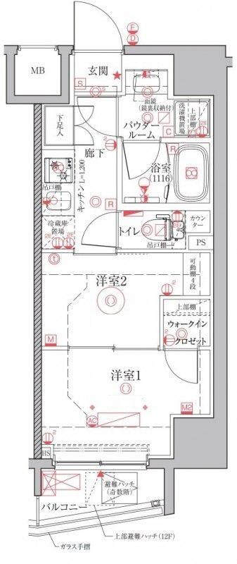 クレイシアIDZ上野(2K/2階)の間取り写真