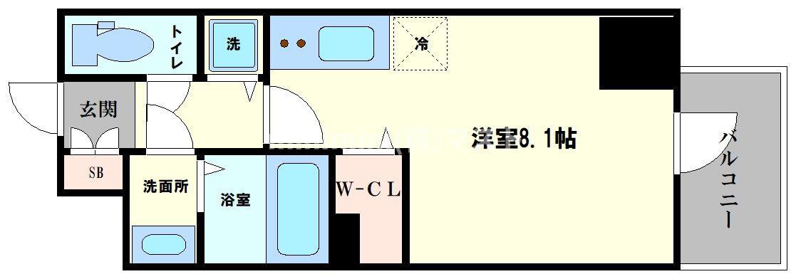 METROSA谷町六丁目ノース(ワンルーム/12階)の間取り写真
