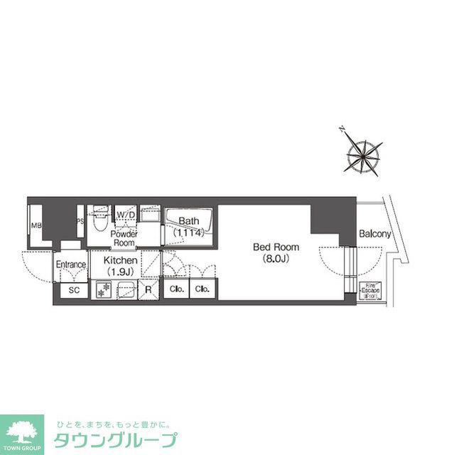 コンフォリア東大井I(1K/9階)の間取り写真