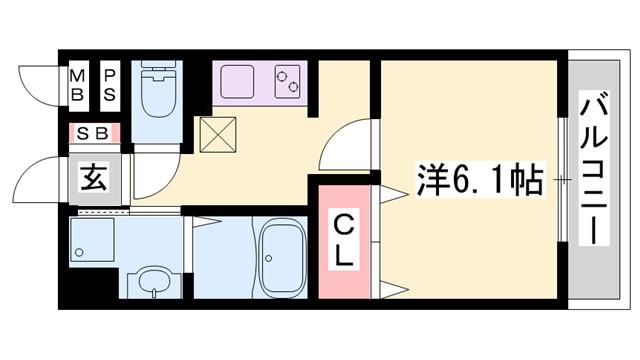 カーサ・フェリーチェ平田(1K/1階)の間取り写真