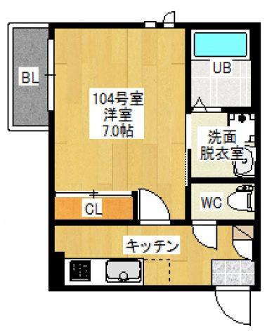 GRANDTICCONFORTIA(1K/1階)の間取り写真