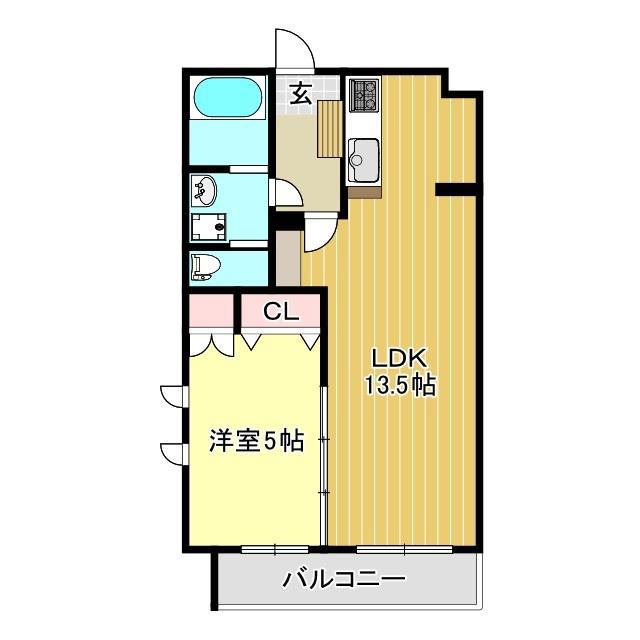 エバリー グラッド(1LDK/4階)の間取り写真