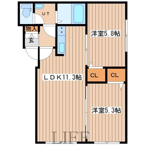 ハイデンス413(2LDK/2階)の間取り写真