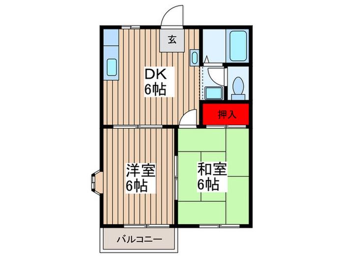 武蔵野サンハイツ(2DK/2階)の間取り写真