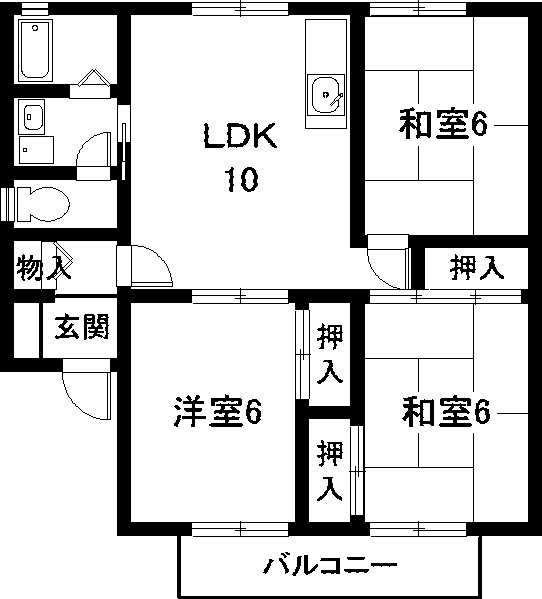 ファミールK(3LDK/1階)の間取り写真