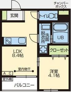 DEMEURE内丸(1LDK/1階)の間取り写真