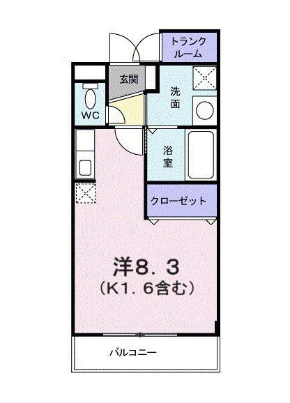 ローズスクエア(ワンルーム/3階)の間取り写真
