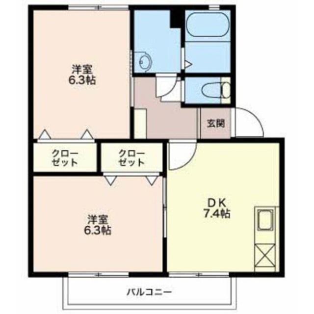 メゾンシャルマン(2DK/1階)の間取り写真