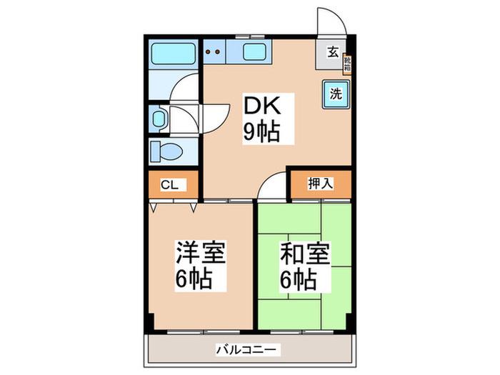 クレール鶴見(2DK/3階)の間取り写真