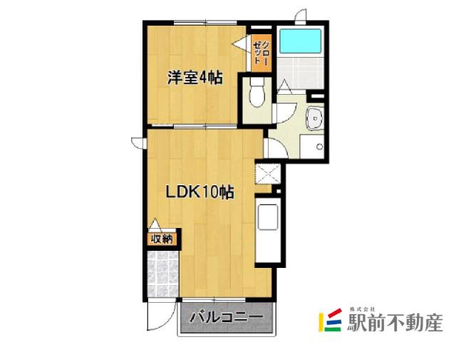プレドラガール久留米(1LDK/1階)の間取り写真