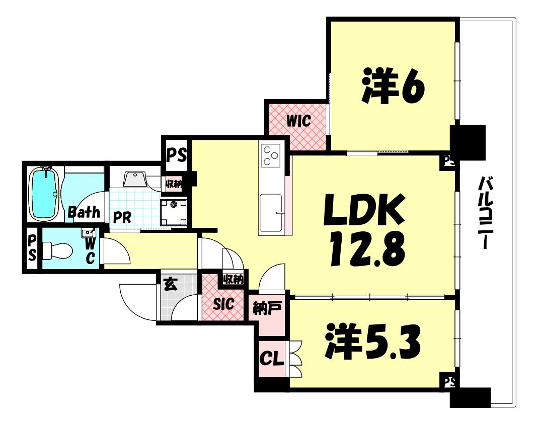 ベイシティタワーズ神戸ウエスト(2LDK/11階)の間取り写真
