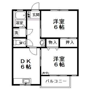 マンションイレブン(2DK/3階)の間取り写真