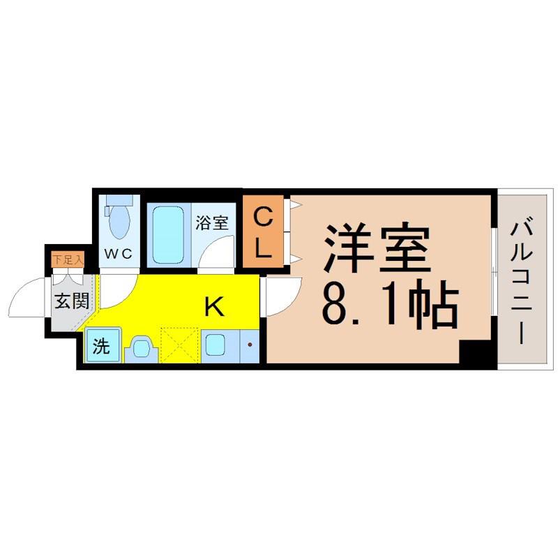 ヒルズ新栄3号館(1K/7階)の間取り写真