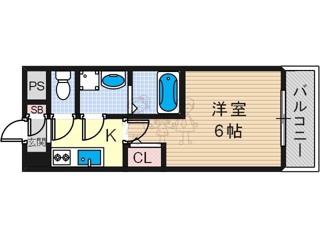 エスリードレジデンス大阪ザ・クラス(1K/4階)の間取り写真