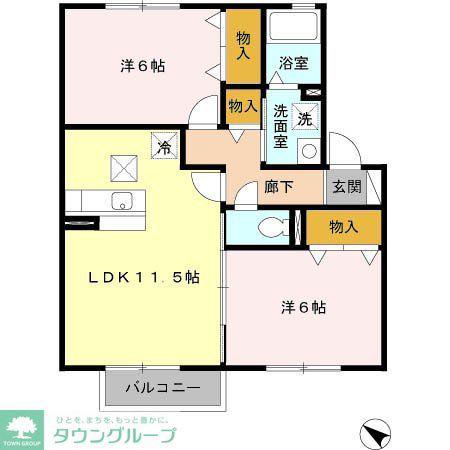 ブルーム(2LDK/1階)の間取り写真