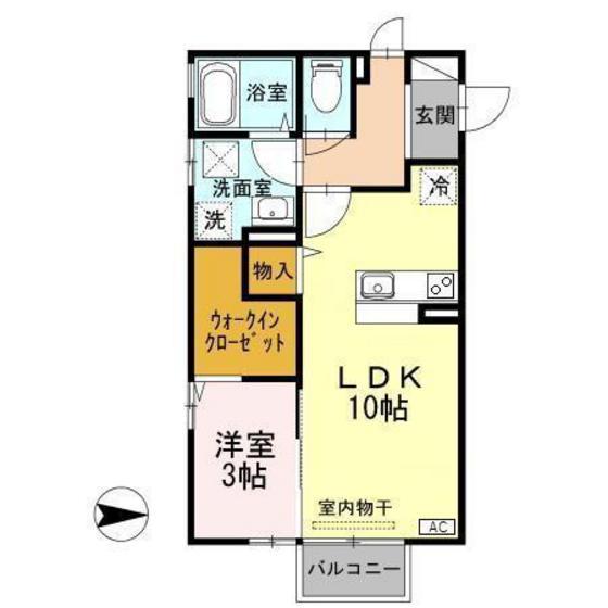 モアナ京田B(1LDK/1階)の間取り写真