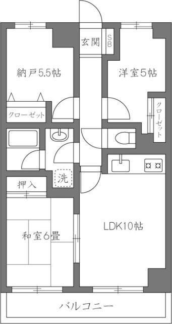 レピドール福田1(3LDK/6階)の間取り写真