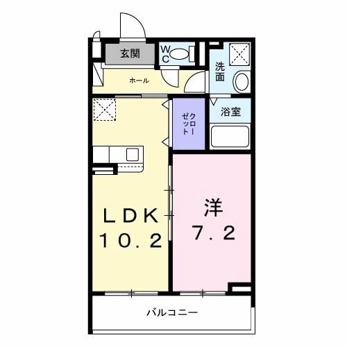 フラッフィ(1LDK/2階)の間取り写真