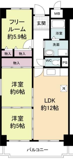 フォレステージュ南堀江(3LDK/3階)の間取り写真