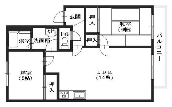 アピア中筋(2LDK/2階)の間取り写真