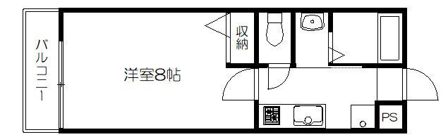 セントポーリア円町(1K/2階)の間取り写真