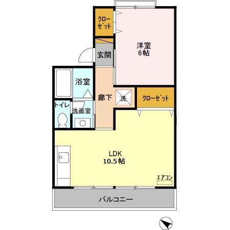 ファーストターフ鎌取A(1LDK/2階)の間取り写真