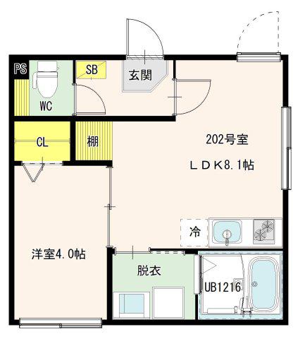 KAWA RESIDENCE(1LDK/2階)の間取り写真