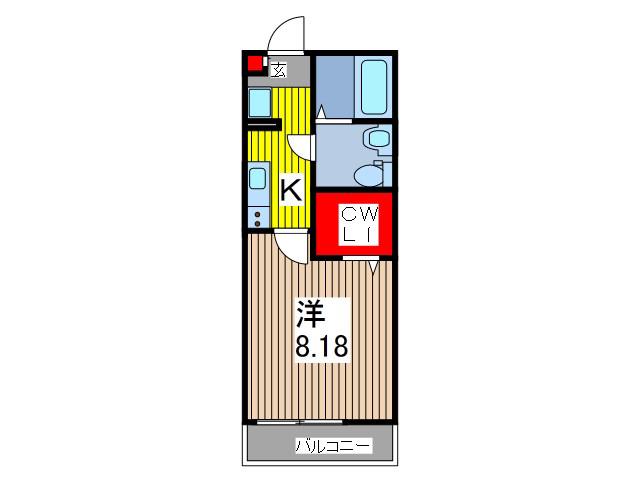 AJ南鳩ヶ谷I(1K/1階)の間取り写真