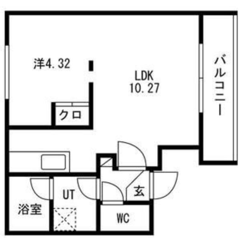 パラッツオ中の島(1LDK/4階)の間取り写真