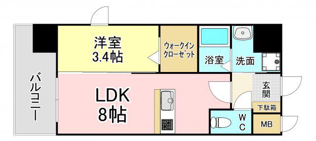YSP黒崎(1LDK/7階)の間取り写真