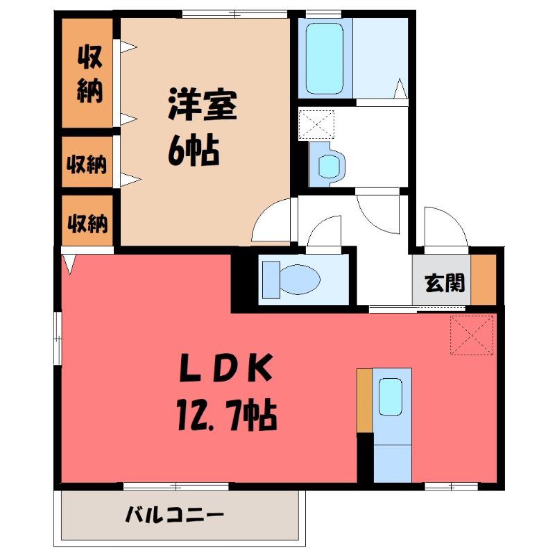 アーバンコートD(1LDK/2階)の間取り写真