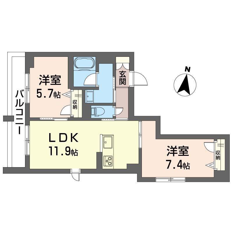 LA BELLEVIE KOTAKECHO(2LDK/3階)の間取り写真