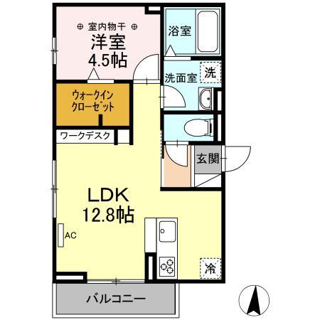 サンベルテ竹越(1LDK/2階)の間取り写真