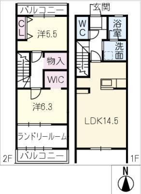 CURAR(2LDK/2階)の間取り写真