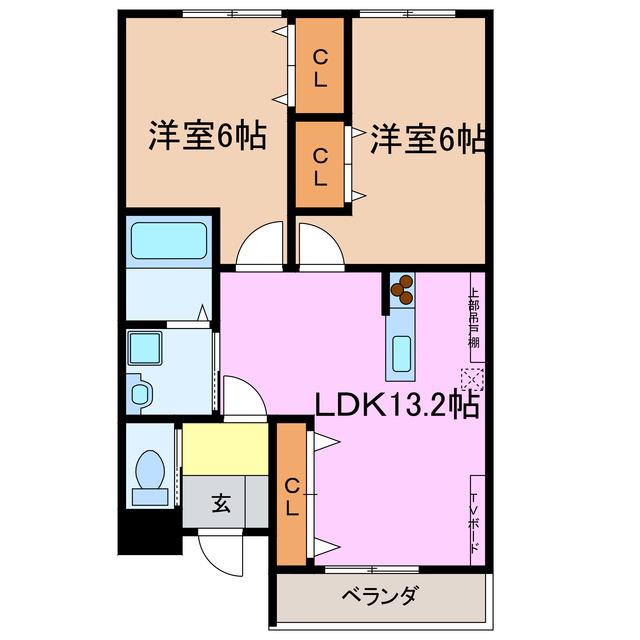 ユートピア徳重(2LDK/3階)の間取り写真