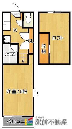 スカイライフ香椎(1K/1階)の間取り写真